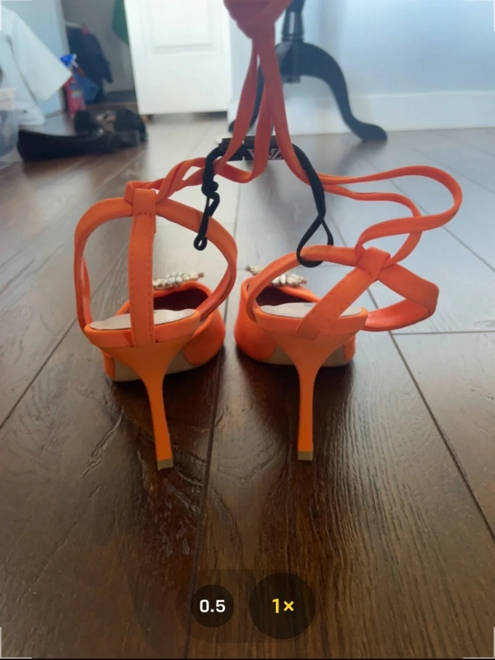 STUNNING New Zara Rhinstone Embellished Strappy Pointed Toes Heels. Sz 38/7.5/8 - Picture 10 of 16